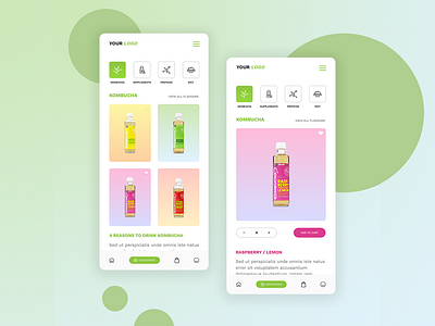 App design - Webshop suggestion app design colorful health supplements ui ux webshop