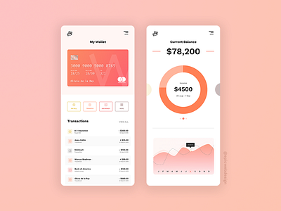 Wallet app analytics app design cart colorful credit card gradient statistic ui ux wallet app