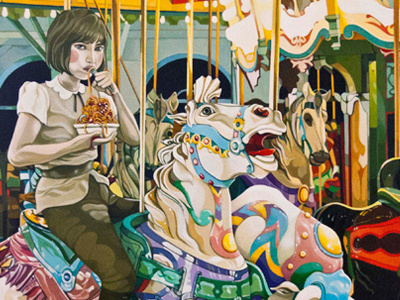 The Ride after midnight art carousel enelojial fine art horse illustrative jolene lai oil painting thinkspace thinkspace art gallery whimisical