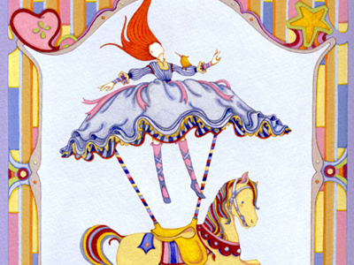 Merry Go Up acrylic art carousel cartoon character design children illustration circus costume figure fine art frame horse illustration watercolor