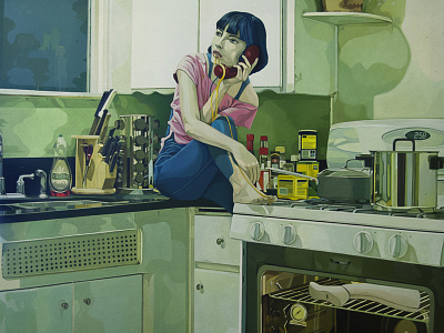 Honey Roasted art figure girl graphic illustrative kitchen oil painting telephone texture woman