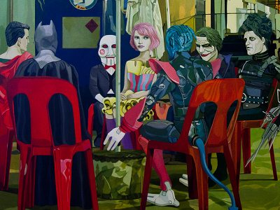 Daphnes Toys art batman chairs chinatown edward scissorhands figurines fine art graphic heroes illustrative joker marvel comics musical night crawler oil painting painting singapore superman toys