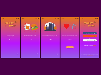 Daily UI #023 Onboading app branding daily ui daily ui 023 dailyui design happy hour icon onboarding onboarding screen onboarding screens onboarding ui sign in sign up ui ux