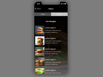 Daily UI #043 Food/Drink Menu app daily ui daily ui 043 dailyui design drink menu food food and drink food app food menu menu ui ux