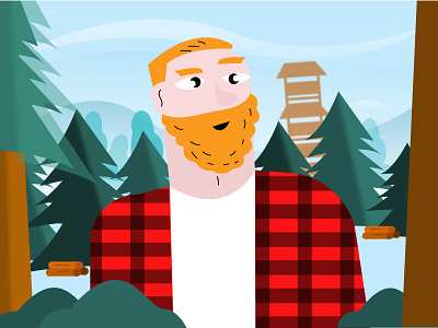 Lumberjack character characterdesign clean design flat forest geometric illustration landscape lumberjack vector young man