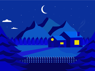 Landscape at night blue illustrator landscape landscape illustration night