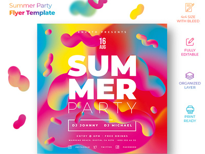 Summer Party Flyer abstract colorful design event flyer fresh fun magazine modern party print summer