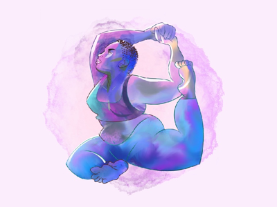 Yoga for everyone digital paint illustration purple yoga