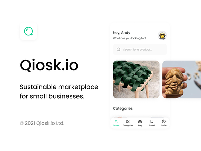 Qiosk.io: Sustainable Marketplace for Small Businesses design marketplace small business ui