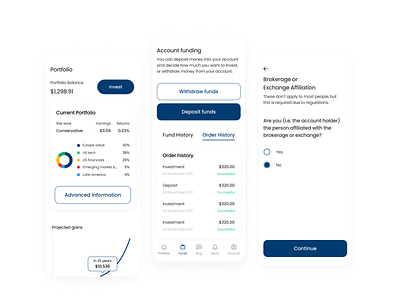 Roboadvisor Mobile App app design bank brokerage finance fintech invest investing investment kyc mobile app risk profiling robo robo app roboadvisor ui ui kit