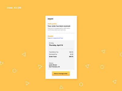 Amazon email receipt amazon application daily 100 challenge dailyui design designer email email design email receipt mobile mobile design redesign ui ux uxdesign