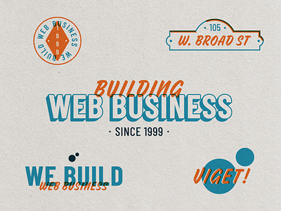 Web Biz architecture blue branding business flat illustration motto orange text texture vector viget web