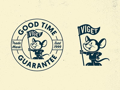 GTG (Good Time Guarantee) character design flag flat grainy grit illustration mascot mouse rat texture viget
