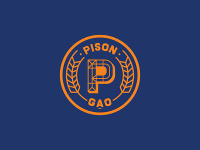 Pison - Unused Option - 03 2019 badge blue branding branding design gạo logo orange organic organic food organic rice paddy pison proposal rice saigon vietnam