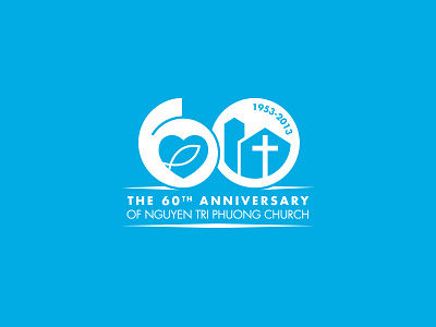 60th Anniversary Logo of Nguyen Tri Phuong Church blue branding christian church design logo saigon vietnam