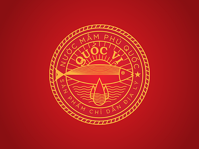 Quoc Vi Logo Proposal badge fish fish sauce graphic nuoc mam orange phu quoc quoc vi red sea vietnam
