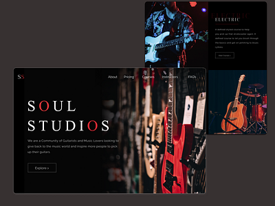 Landing Page - Guitar website branding design ui