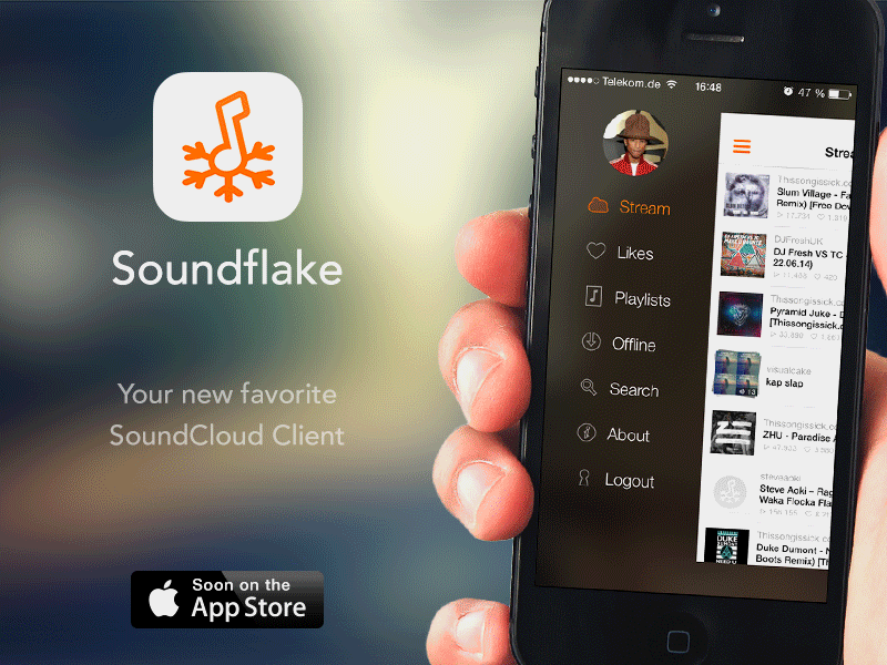 Soundflake - Your new favorite SoundCloud Client client ios iphone music player soundcloud soundflake