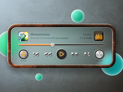 Skeuomorphic Player Panel app application design music music player panel player skeuomorphic ui ui design
