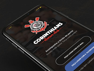 Corinthians Strem Club app login page soccer stream ui