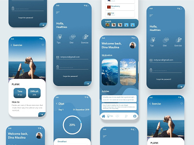 Diet Apps apps design blue clean dietapps healthy ui userinterface workoutapps