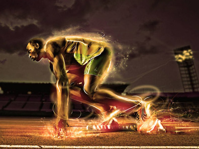 Lightning Bolt athlete digital energy futuristic illustrator lighting effects lightning bolt olympics photo illustration swoosh usian bolt