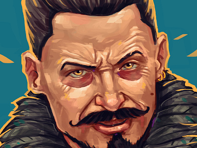 Blackbeard digital hugh jackman illustration portrait