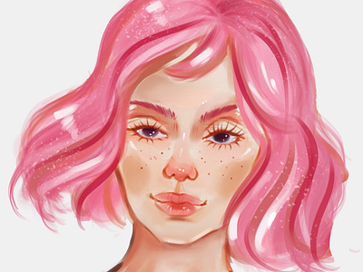 Portrait art artist character illustration digital pink portrait procreate sketch