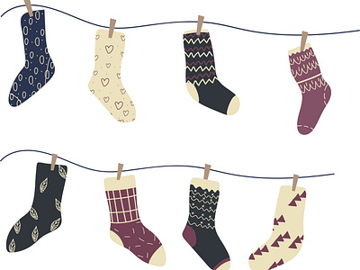 Socks with ornaments and patterns
