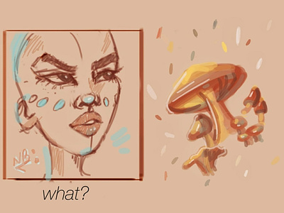 portrait sketch mushrooms