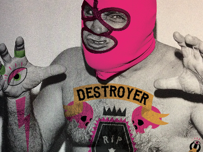 DESTROYER destroyer wrestler lucha libre tattoos rip skull pink illustration photograph photo