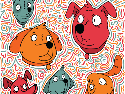 DOGS! design dogs fun good boy happy illustration pattern woof