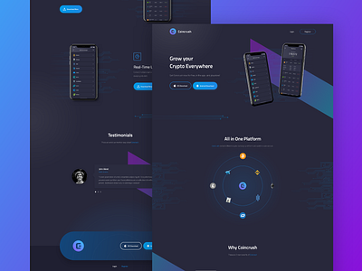 Crypto Web Design and Wordpress Development app clean crypto dark design designer developer development elegant homepage landingpage mobile simple testimonial theme ui ux web website wordpress