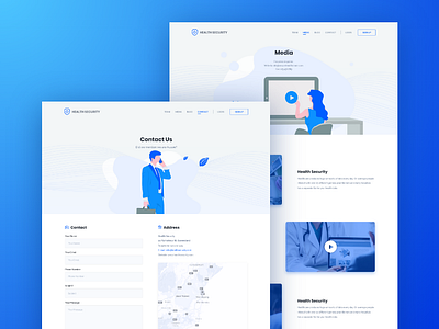 Health Security (2) - Web Design and Wordpress Development blue clean design designer developer development health homepage illustration landing modern security simple theme ui ux web website white wordpress