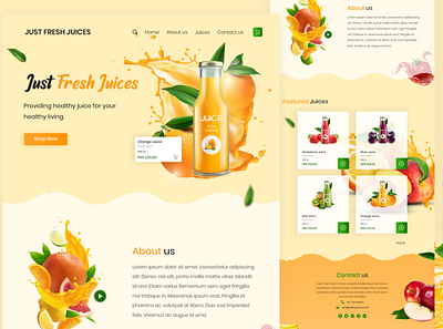 Just Fresh Juices Web UI fresh juice minimal organic juice ui ui design ux web web design website website design