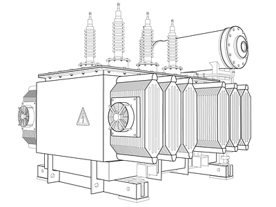 Electrical Transformers Lineart adobe fiverr illustration illustrator lineart vector