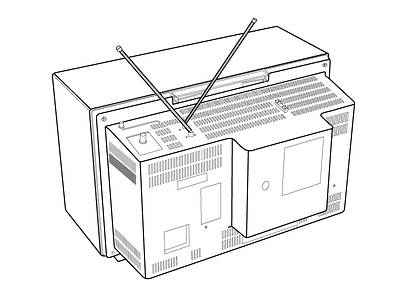 Old Television Set adobe download fiverr illustration illustrator lineart vector
