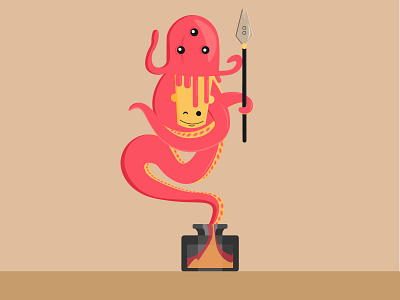 inktopus character design flat flatdesign flats genie illustration monster octopus