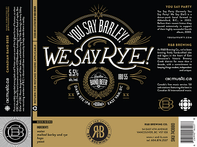 You Say Barley! beer cbc craft beer label music packaging