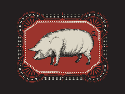 Year of the Pig animal illustration stippling vector