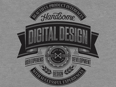 Handsome Digital badge beer crest label t shirt