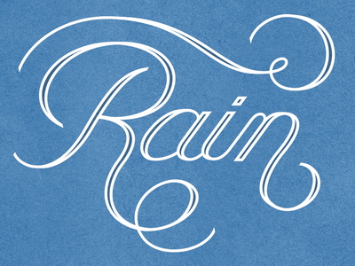 Rain hand lettering inline lettering script