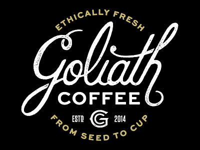 Goliath 1 badge coffee hand lettering logo script typography