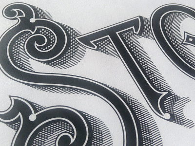 Crosshatch lettering typography wip
