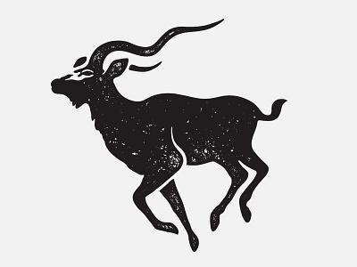 Kudu animal black and white illustration