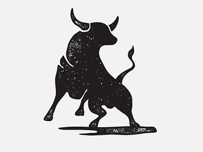 Bull animal black and white illustration