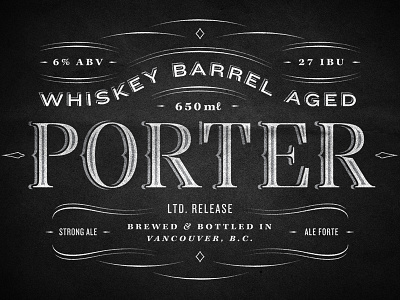 Porter beer black and white lettering packaging typography