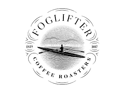 Foglifter coffee engraving illustration logo typography