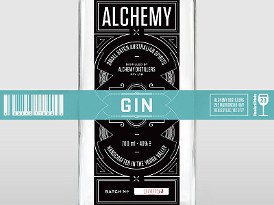 Alchemy gin label packaging typography