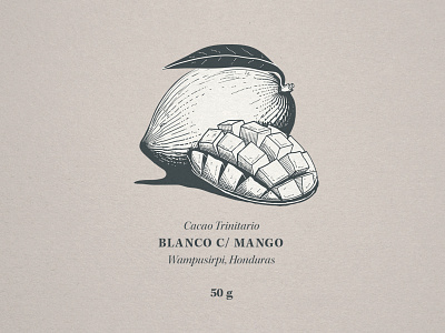 Mango engraving illustration linocut packaging